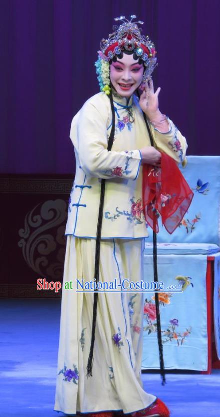 Chinese Ping Opera Diva Du Shiniang Costumes Apparels and Headpieces The Beautiful Courtesan Traditional Pingju Opera Hua Tan Dress Garment