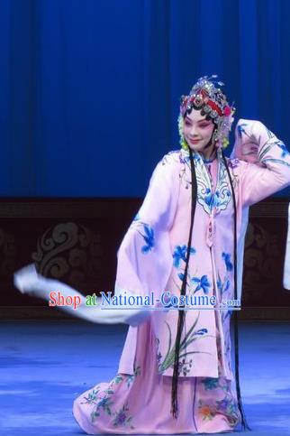 Chinese Ping Opera Actress Costumes Apparels and Headpieces The Beautiful Courtesan Traditional Pingju Opera Hua Tan Pink Dress Diva Du Shiniang Garment