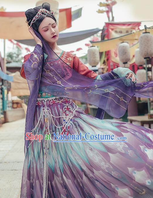 Chinese Traditional Tang Dynasty Hanfu Dress Ancient Royal Princess Embroidered Apparels Historical Costumes