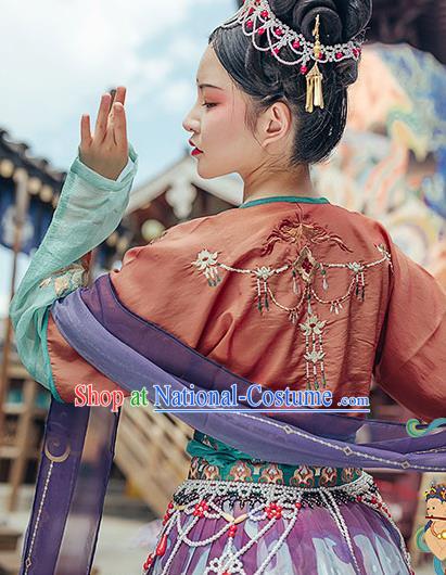 Chinese Traditional Tang Dynasty Hanfu Dress Ancient Royal Princess Embroidered Apparels Historical Costumes