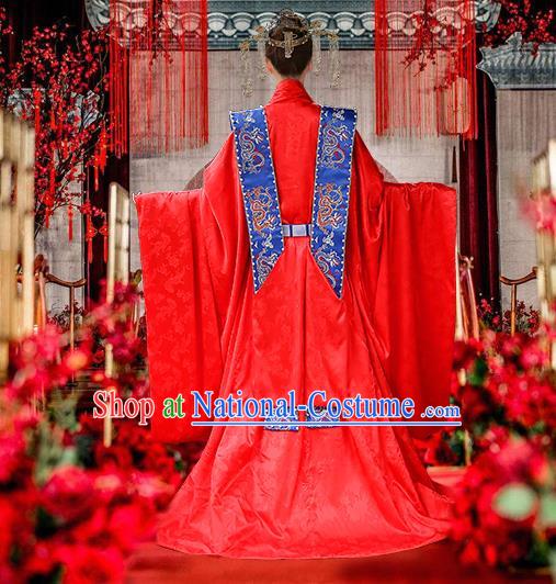 Chinese Traditional Empress Apparels Bride Red Hanfu Dress Ancient Queen Ming Dynasty Wedding Historical Costumes Complete Set