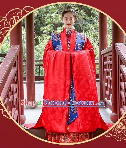 Chinese Traditional Empress Apparels Bride Red Hanfu Dress Ancient Queen Ming Dynasty Wedding Historical Costumes Complete Set