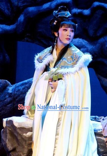 Chinese Shaoxing Opera Young Female Court Lady Costumes Yue Opera Zhen Huan Apparels Hua Tan Garment Dress and Hair Accessories