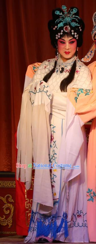 Chinese Shaoxing Opera Hua Tan White Dress Garment A Tragic Marriage Yue Opera Distress Maiden Wang Lianjuan Costumes Actress Apparels and Headpieces