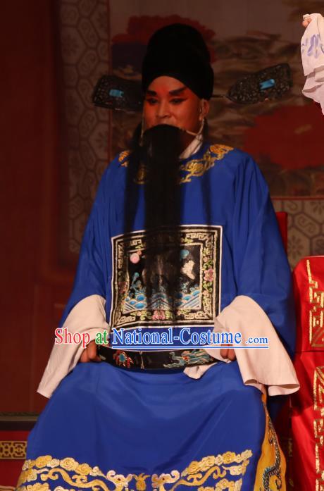 Chinese Yue Opera Costumes Official Embroidered Robe and Hat Shaoxing Opera Lao Sheng Apparels A Tragic Marriage Elderly Male Garment