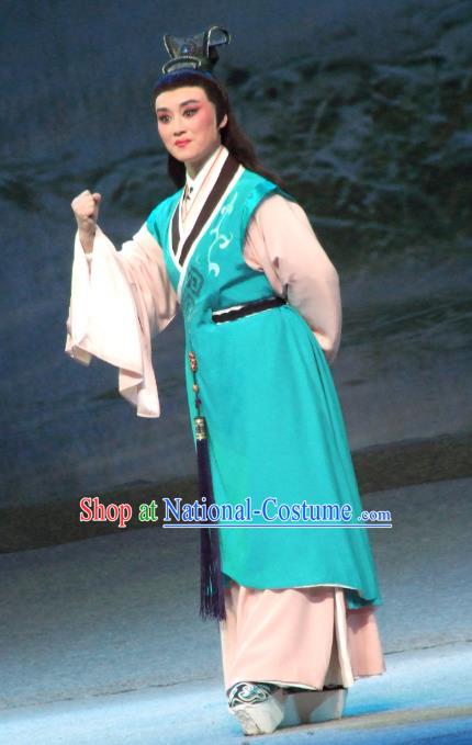 Chinese Yue Opera The Legend of Pearl Zhen Zhu Chuan Qi Qiu Fen Costumes and Headwear Shaoxing Opera Xiao Sheng Apparels Scholar Garment