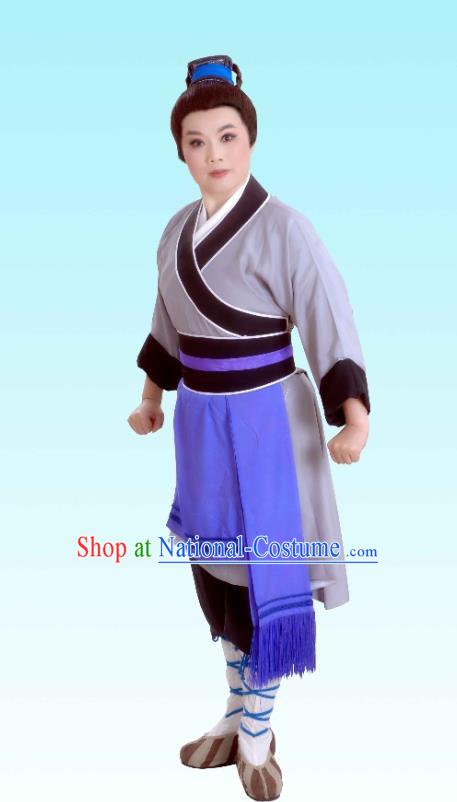 Chinese Yue Opera Farmer Mang Zhong Costumes and Headpiece Shaoxing Opera The Legend of Pearl Zhen Zhu Chuan Qi Young Man Apparels Garment