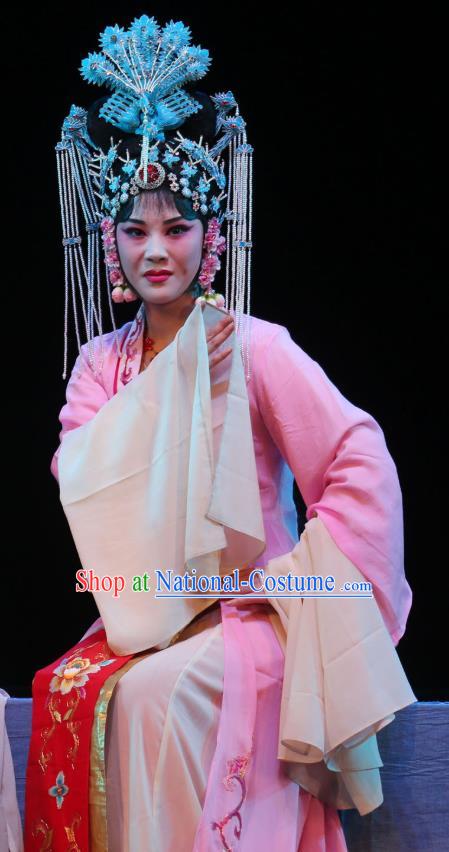 Chinese Shaoxing Opera Official Mistress Pink Dress Garment A Tragic Marriage Yue Opera Hua Dan Jiang Suping Costumes Apparels and Headwear