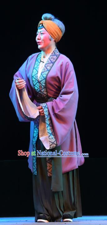 Chinese Shaoxing Opera Lao Dan Dress Garment A Tragic Marriage Yue Opera Elderly Female Costumes Fisher Woman Apparels and Headdress