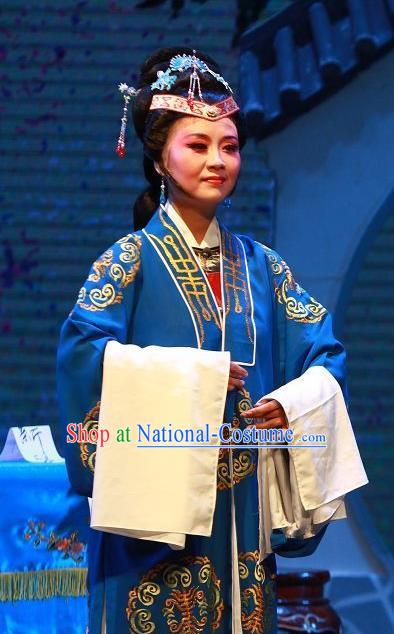 Chinese Shaoxing Opera Countess Costumes Yue Opera The Wrong Red Silk Garment Vieille Dame Apparels and Headdress