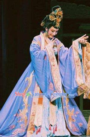 Chinese Shaoxing Opera Imperial Consort Costumes Yue Opera Zhen Huan Apparels Hua Tan Garment Court Lady Dress and Headpieces