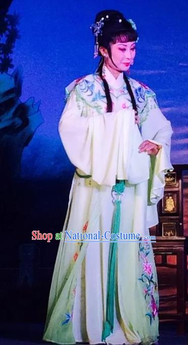 Chinese Shaoxing Opera Rich Mistress The Wrong Red Silk Costumes Yue Opera Garment Young Lady Dress Apparels and Hair Ornament