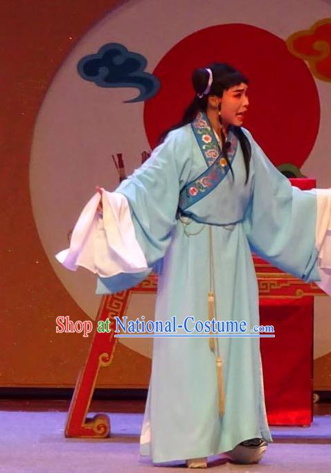 Chinese Yue Opera Costumes The Wrong Red Silk Xiao Sheng Garment Shaoxing Opera Young Man Role Apparels Robe and Headwear