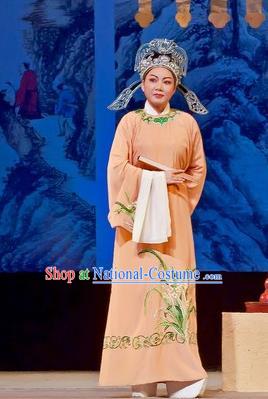 Chinese Yue Opera Gifted Scholar Costumes Flirting Scholar Garment Shaoxing Opera Xiao Sheng Young Man Role Apparels Robe and Hat