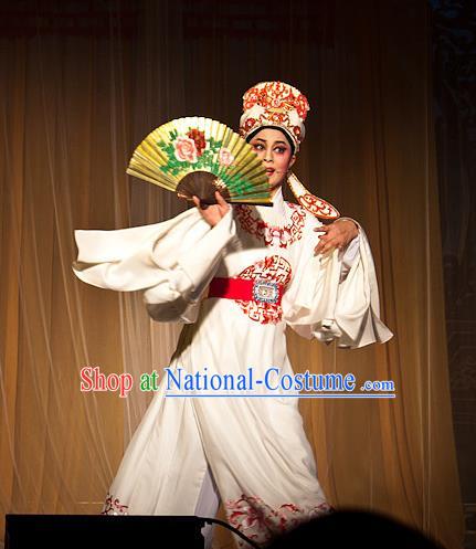 Chinese Yue Opera Niche Xiaosheng Costumes Flirting Scholar Garment Shaoxing Opera Young Male Tang Bohu Apparels White Robe and Headwear