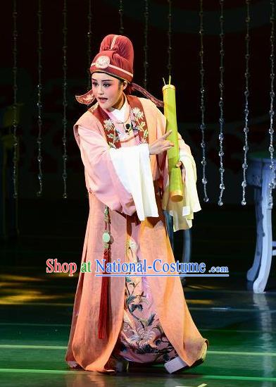 Chinese Yue Opera Scholar Niche Costumes and Hat Shaoxing Opera Dong Xiaowan And Mao Bijiang Apparels Young Male Garment