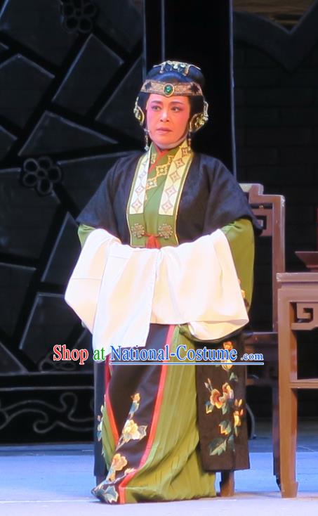 Chinese Shaoxing Opera Dame Dress Garment Dong Xiaowan And Mao Bijiang Yue Opera Lao Dan Costumes Elderly Female Apparels and Headdress