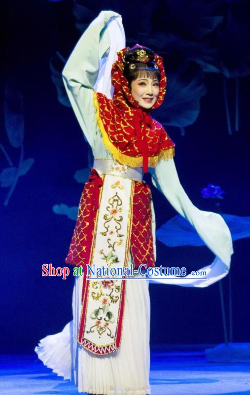 Chinese Shaoxing Opera Carp Fairy Dress Garment Yue Opera Zhui Yu Costumes Actress Xiao Dan Apparels and Headdress