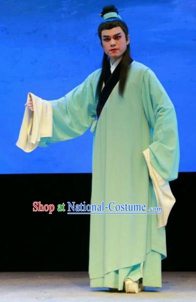 Chinese Yue Opera Scholar An Dacheng Shuang Jiao Jie Qin Costumes and Headwear Young Male Garment Shaoxing Opera Xiaosheng Apparels