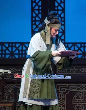 Chinese Shaoxing Opera Poor Dame Apparels Garment and Headdress Yue Opera Costumes Shuang Jiao Jie Qin Elderly Female Dress