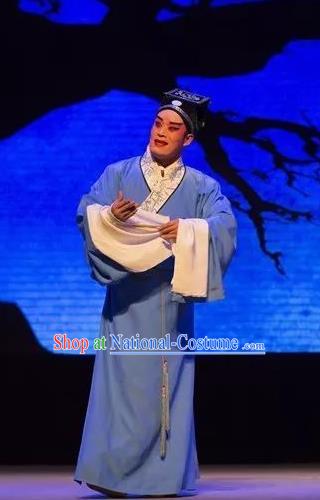 Chinese Yue Opera Tell On Sargam Young Male Costumes and Headwear Shaoxing Opera Clothing Scholar Apparels Garment