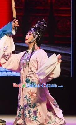 Chinese Shaoxing Opera Young Female Apparels and Headpieces Yue Opera Tell On Sargam Pink Dress Distress Maiden Garment Costumes