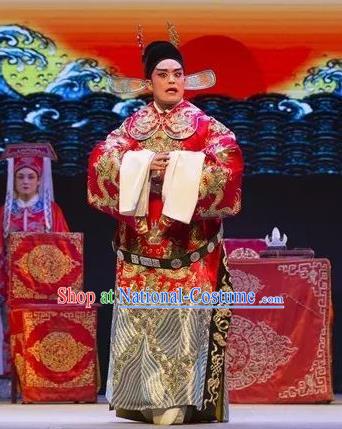 Chinese Yue Opera Official Tell On Sargam Dai Da Costumes and Headwear Shaoxing Opera Garment Scholar Clothing Apparels Red Python Embroidered Robe