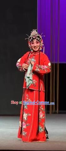 Chinese Shaoxing Opera Xiaodan Red Apparels and Headpieces Yue Opera Tell On Sargam Garment Young Lady Dress Costumes