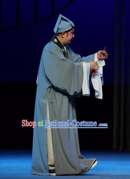 Chinese Yue Opera Young Male Tell On Sargam Costumes and Hat Shaoxing Opera Scholar Garment Clothing Apparels Niche Chen Guangzu Blue Robe