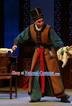 Chinese Yue Opera Wusheng Shuang Jiao Jie Qin Costumes and Headwear Shaoxing Opera Martial Male Apparels Garment Clothing