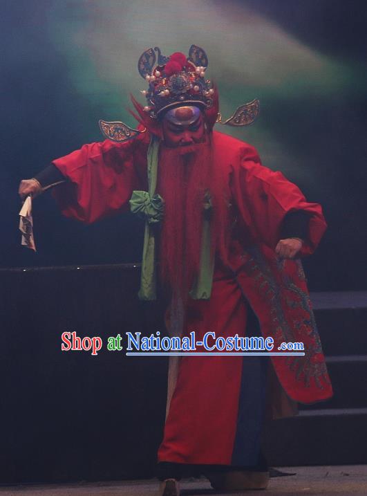 Chinese Yue Opera Assistant The Ungrateful Lover Qing Tan Garment Costumes and Headwear Shaoxing Opera Wusheng Hell Official Clothing Apparels