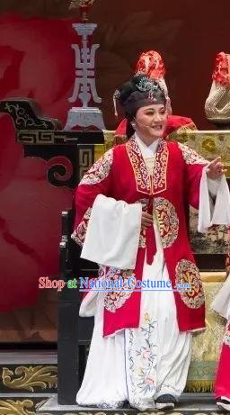 Chinese Shaoxing Opera Official Dame Dress Apparels Yue Opera Wu Nv Bai Shou Lao Dan Costumes Elderly Female Garment and Headdress