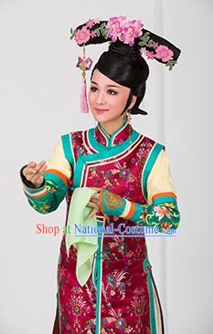 Romance of the King Regency Chinese Shaoxing Opera Princess Dress Costume and Headdress Yue Opera Apparels Qing Dynasty Court Lady Garment