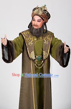 Chinese Yue Opera Elderly Male Garment and Hat Romance of the King Regency Shaoxing Opera Apparels Royal Highness Costumes