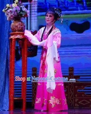 Chinese Shaoxing Opera A Bride For A Ride Wang Xiuying Apparels Costume and Headpieces Yue Opera Hua Tan Garment Rosy Dress