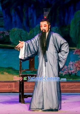 Chinese Yue Opera Lao Sheng Costumes and Headwear Hu Die Meng Butterfly Dream Shaoxing Opera Elderly Man Apparels Garment Zhuang Zhou Clothing