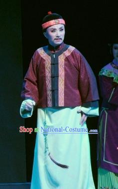 Chinese Yue Opera Qing Dynasty Middle Age Man Costumes and Hat Shaoxing Opera Ban Ba Jan Dao Apparels Garment