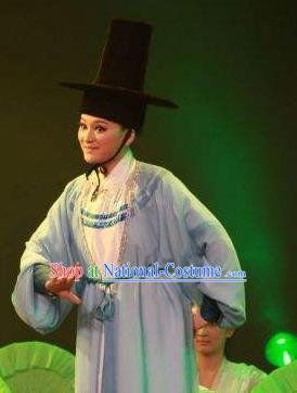 Chinese Yue Opera Young Male Costumes and Hat Shaoxing Opera Chunh Yang Xiao Sheng Niche Apparels Garment