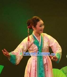 Chinese Shaoxing Opera Young Female Garment Apparels and Hair Accessories Chunh Yang Yue Opera Garment Costumes Courtesan Chun Xiang Hanbok Dress