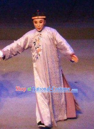 Chinese Yue Opera Qing Dynasty Young Man Costumes and Headwear Shaoxing Opera Ban Ba Jan Dao Apparels Childe Garment