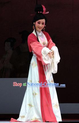 Chinese Shaoxing Opera Young Lady Apparels and Headpieces Liu Yong Yue Opera Actress Dress Garment Hua Tan Costumes