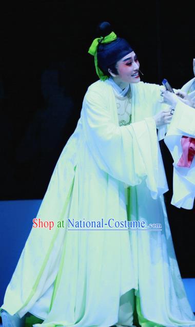 Liu Yong Chinese Yue Opera Xiao Sheng Poet Garment and Headwear Shaoxing Opera Scholar Apparels Costumes Young Male Role