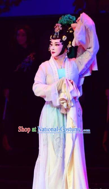 Chinese Shaoxing Opera Noble Dame Costumes and Headpieces Li Hui Niang Yue Opera Hua Tan Actress Dress Apparels Garment