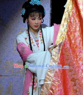 Chinese Shaoxing Opera Young Lady Actress Costumes and Headpieces Li Hui Niang Yue Opera Hua Tan Dress Diva Garment Apparels