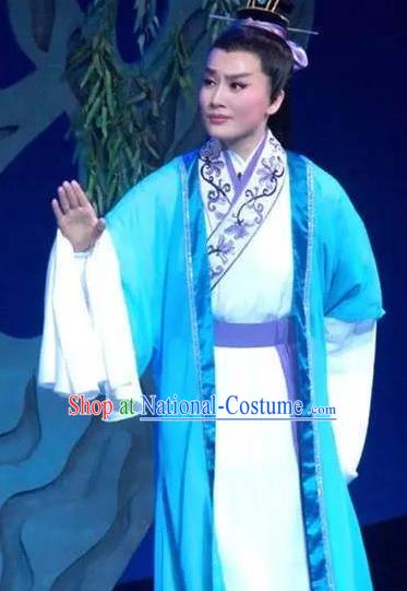 Chinese Yue Opera Scholar Liu Yi Apparels and Headwear The Princess Messenger Farewell at Lakeside Shaoxing Opera Xiaosheng Garment Niche Costumes