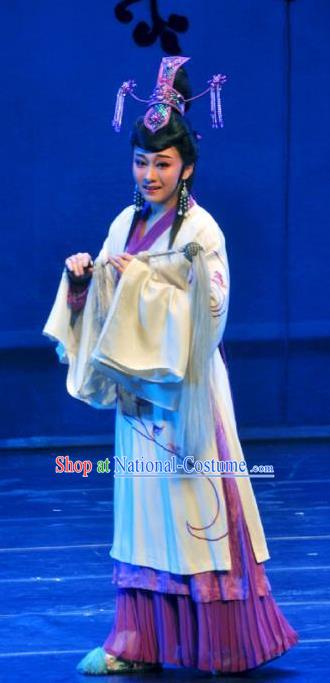 Chinese Shaoxing Opera Actress Costumes and Headdress Yue Opera Hua Tan Dao Guan Qin Yuan Taoist Nun Dress Chen Miaochang Apparels Garment