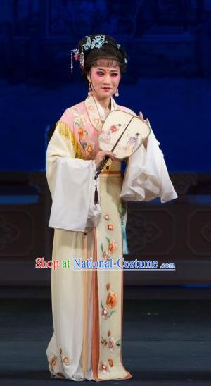 Chinese Shaoxing Opera Rich Lady Yuan Yuli Dress Apparels and Headpieces Tao Li Mei Yue Opera Hua Tan Young Female Costumes Garment