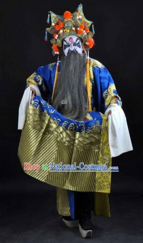 Li Mei Yue Chinese Yue Opera Old Man Costumes and Headwear Shaoxing Opera Laosheng Clothing Elderly Male Lang Hengxing Apparels Garment