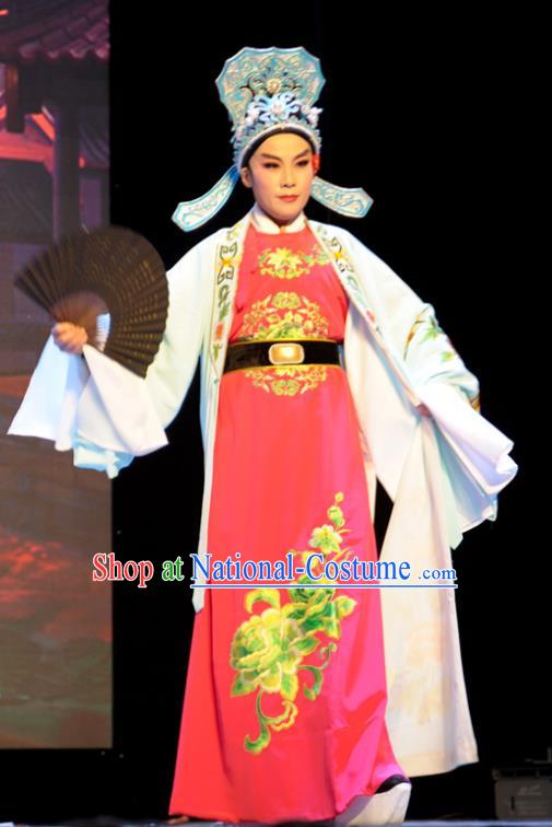 He Wenxiu Chinese Yue Opera Young Male Zhang Tang Apparels Costumes and Headwear Shaoxing Opera Xiaosheng Bully Garment Clothing