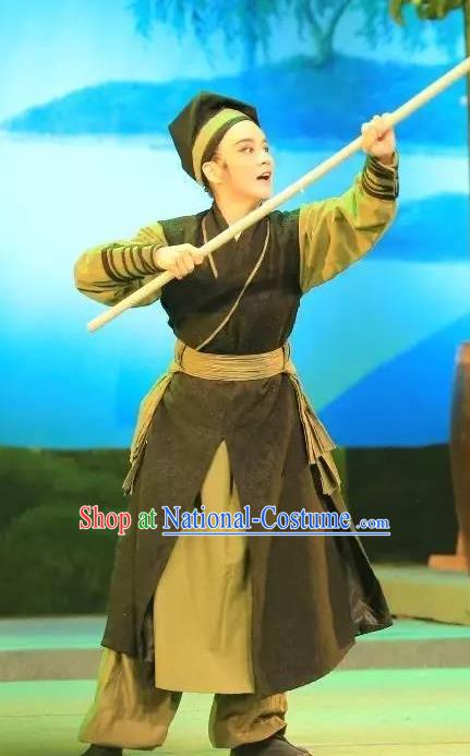 He Wenxiu Chinese Yue Opera Wusheng Garment and Headwear Shaoxing Opera Martial Male Apparels Costumes